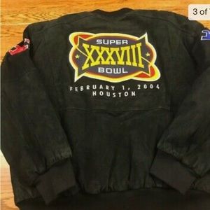 Super Bowl 38 patriots panthers suede Reebok vintage leather jacket xl